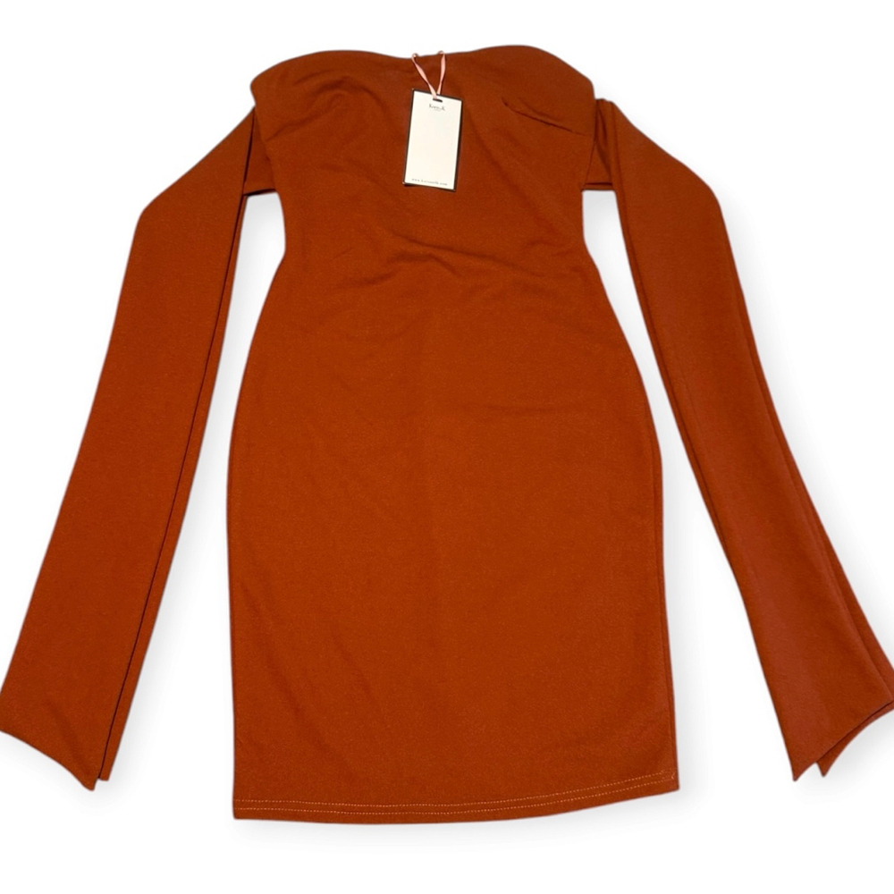 Koco K London Rust Orange Strapless Mini Dress with Tie Panels Size 4 NWT